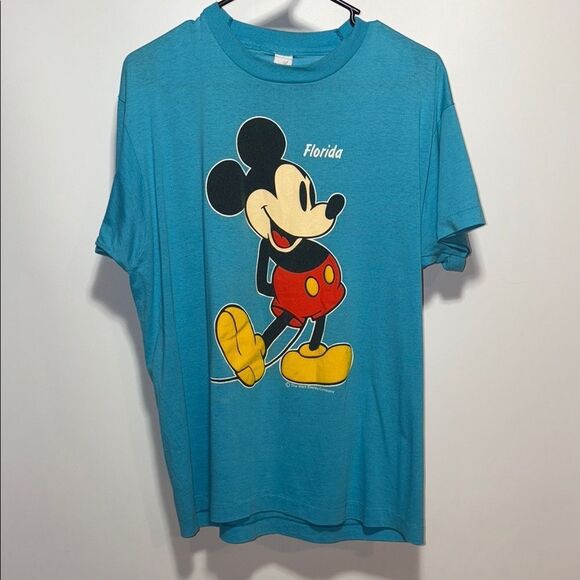 Vintage Disney Blue Mickey Mouse Short Sleeve Tee - Picture 1 of 10